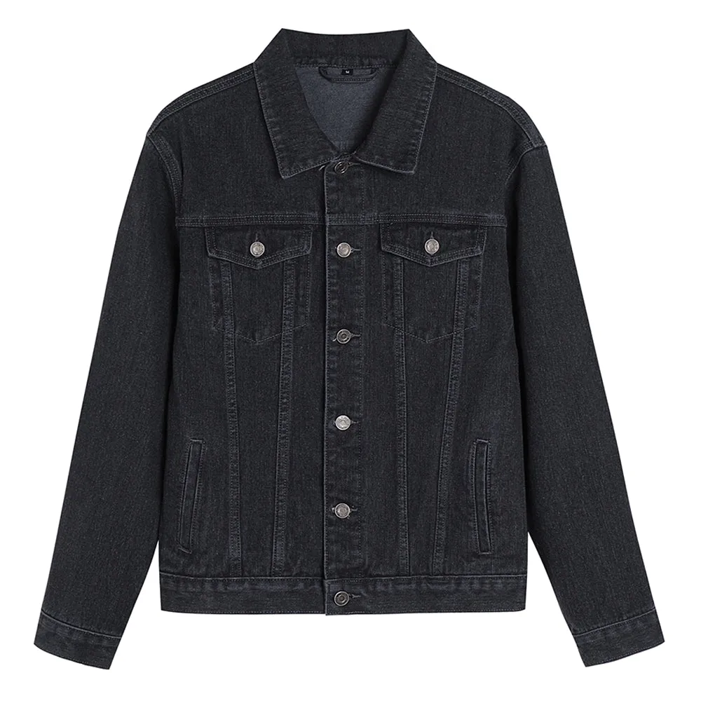 Mens Vintage Cartoon Cute king Bear Prints Denim Jacket