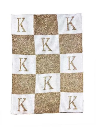 METALLIC INITIAL & BLOCKS STROLLER BLANKET
