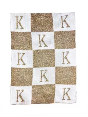 METALLIC INITIAL & BLOCKS STROLLER BLANKET