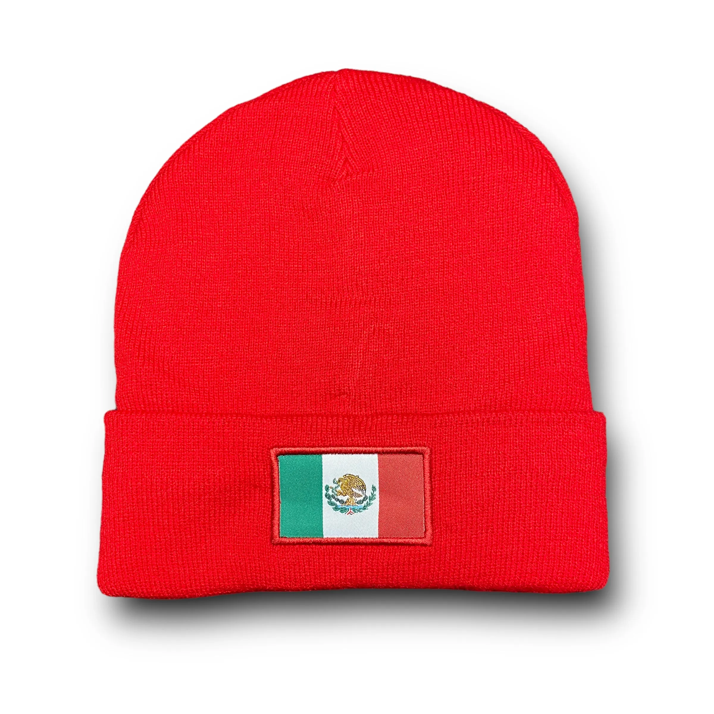 Mexico Beanie Hat Red New Insulated Eagle Front Embroidery