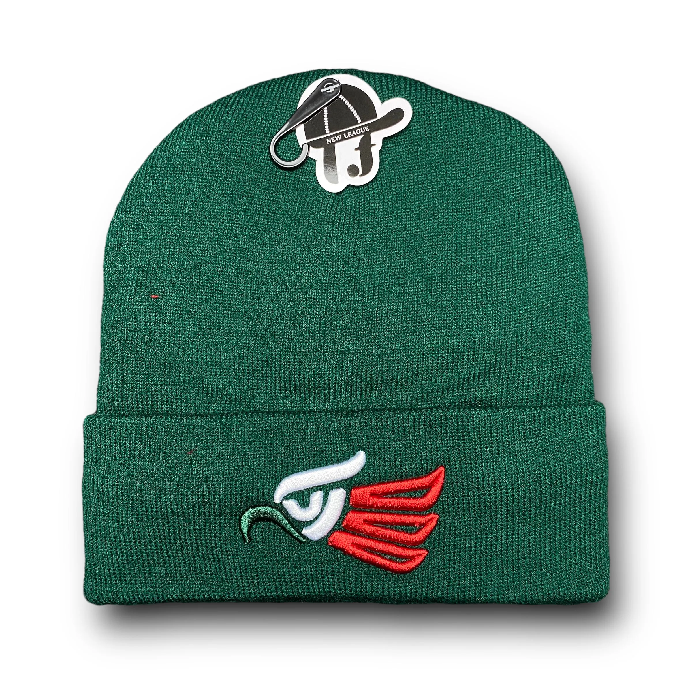 Mexico Eagle Beanie Hat Green New Insulated Front Embroidery