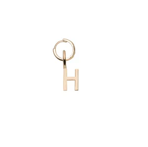 Mini Letter H Pendant Earring - Gold