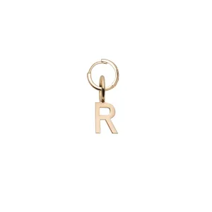 Mini Letter R Pendant Earring - Gold