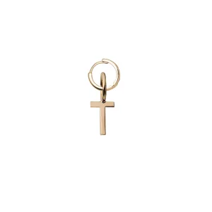 Mini Letter T Pendant Earring - Gold
