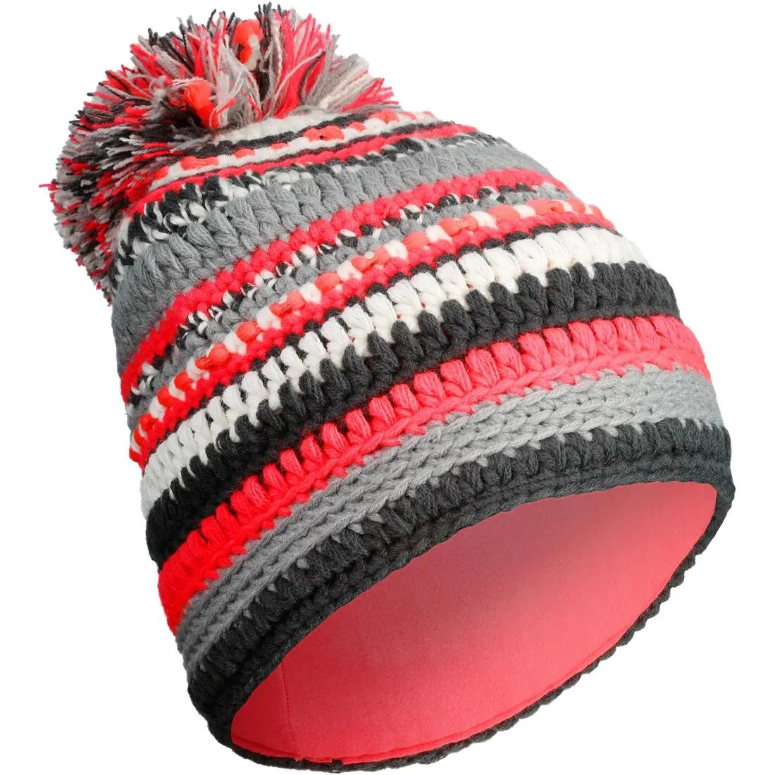 Mixyarn Ski Hat - Neon Pink Beige