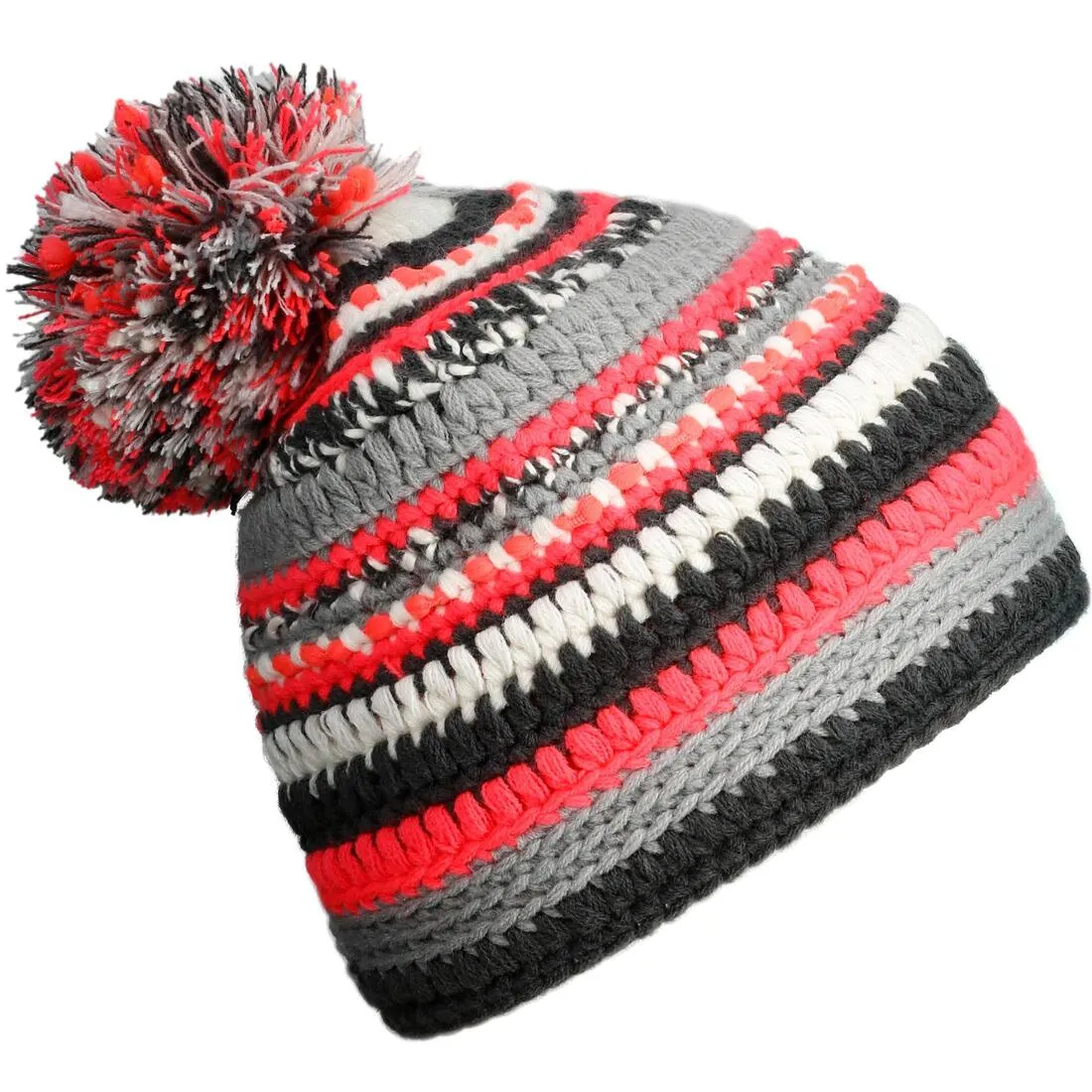 Mixyarn Ski Hat - Neon Pink Beige