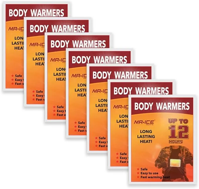 MR.ICE 7/14/20/40 Packs Body Warmers Large Pads for Women Men Kids, with Adhesive Backing Gives 12 Hours Warm (5.1" x 3.7"), Big Heat Sticker for Camping Hiking