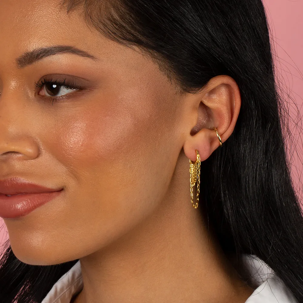 Multi Chain Drop Huggie Earring