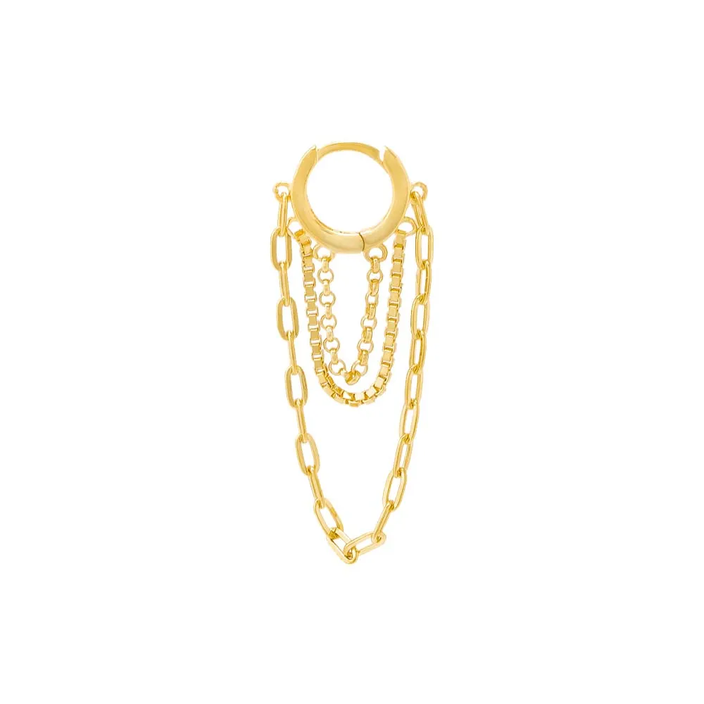 Multi Chain Drop Huggie Earring