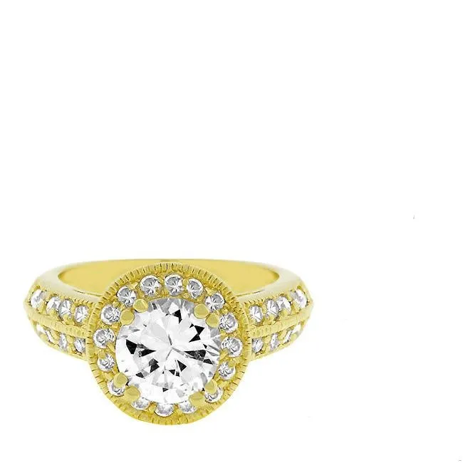 Nevada 1.7ct Round Halo Gold Engagement Ring | 2.2ct