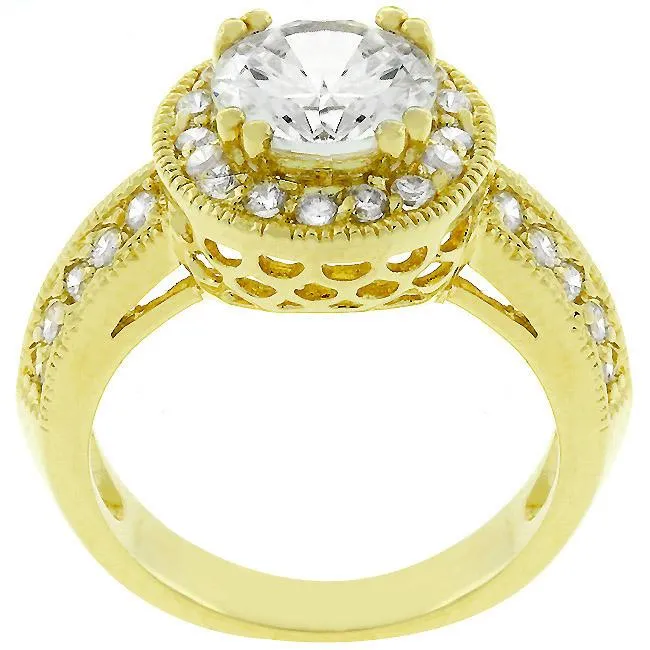 Nevada 1.7ct Round Halo Gold Engagement Ring | 2.2ct