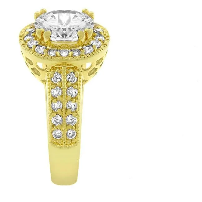 Nevada 1.7ct Round Halo Gold Engagement Ring | 2.2ct