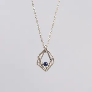 New Deco - mini geo necklace - silver & sapphire