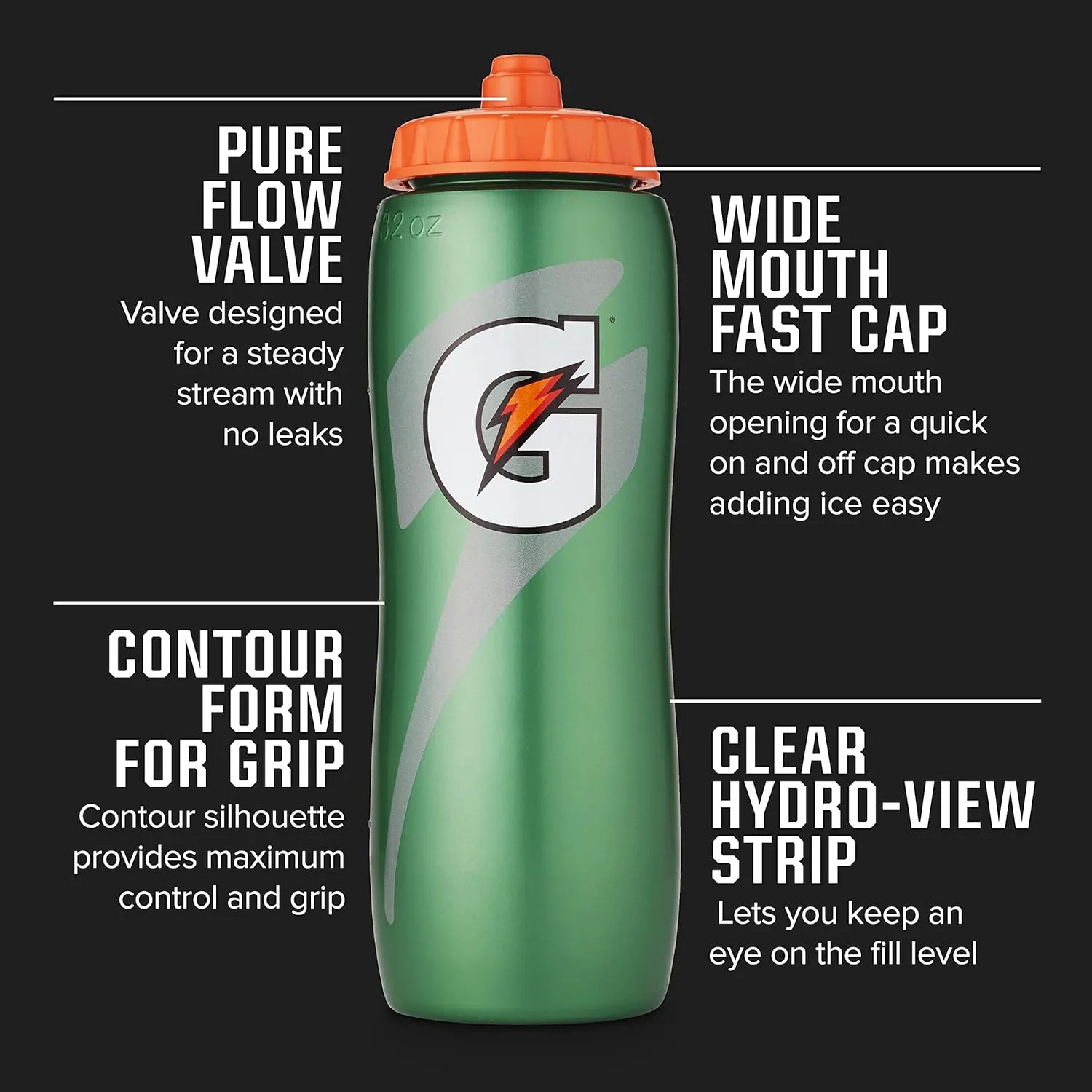 NEW Gatorade Squeeze Bottle, Green, BPA Free, 28 ounces
