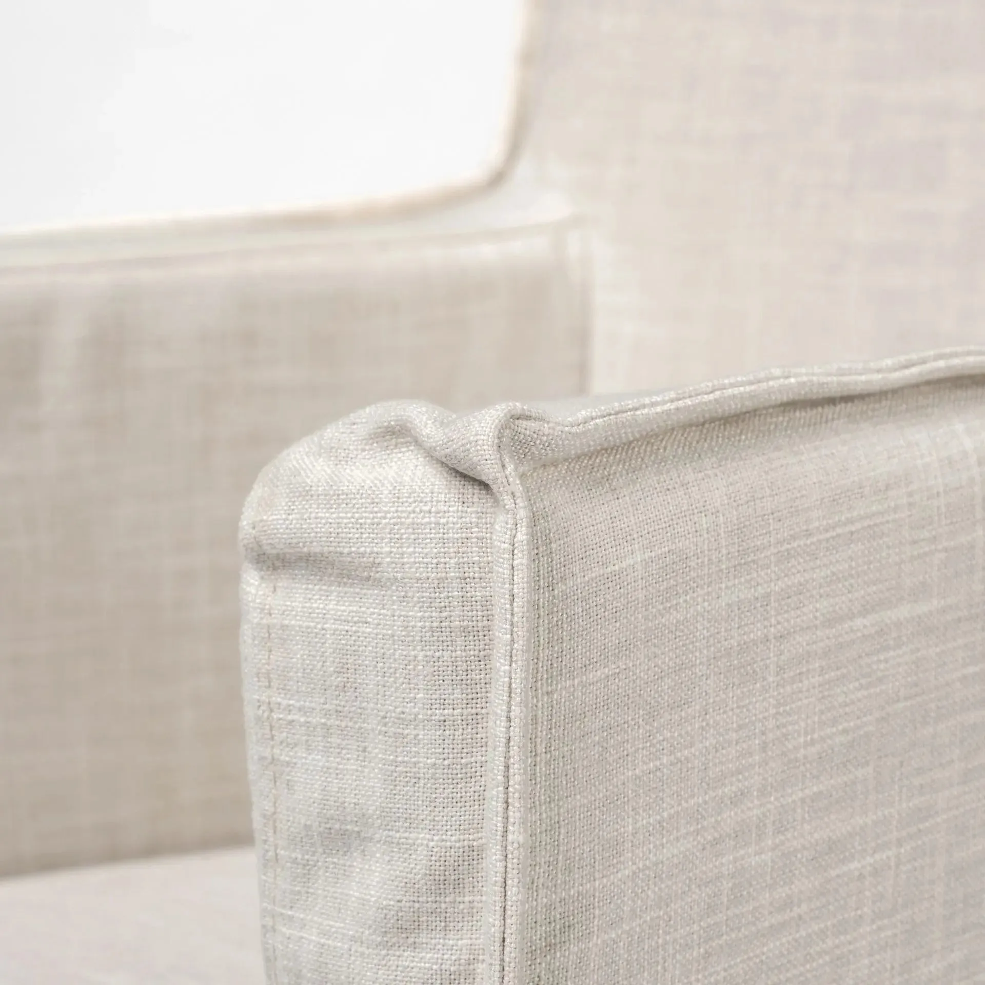 New Mercana Elbert Dining Chair (II - Cream Fabric Slip-Cover Brown Solid Wood Frame) Retails $799 