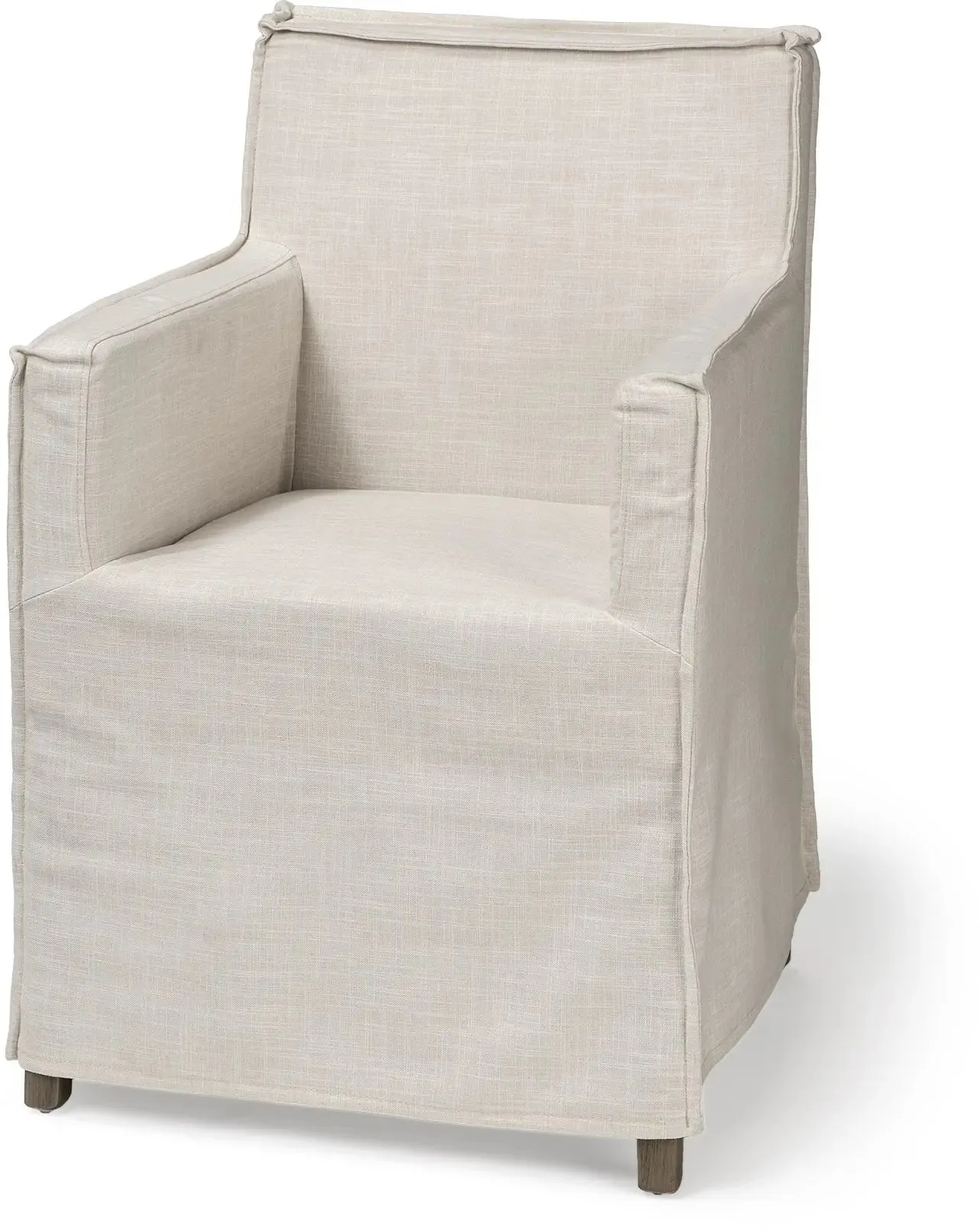 New Mercana Elbert Dining Chair (II - Cream Fabric Slip-Cover Brown Solid Wood Frame) Retails $799 