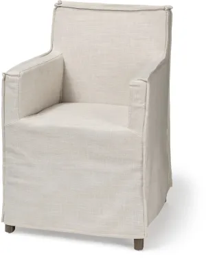 New Mercana Elbert Dining Chair (II - Cream Fabric Slip-Cover Brown Solid Wood Frame) Retails $799 