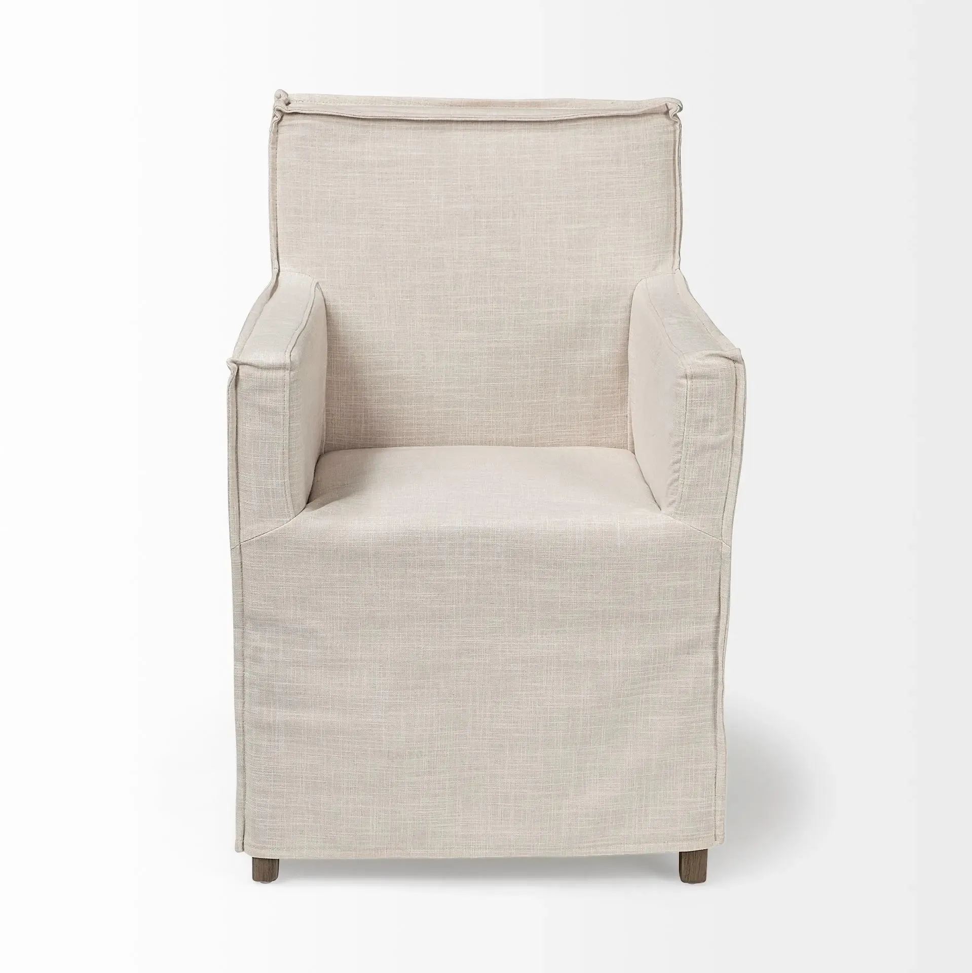 New Mercana Elbert Dining Chair (II - Cream Fabric Slip-Cover Brown Solid Wood Frame) Retails $799 