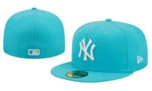 New York Yankees Aqua Blue Fitted Cap with MLB Logo