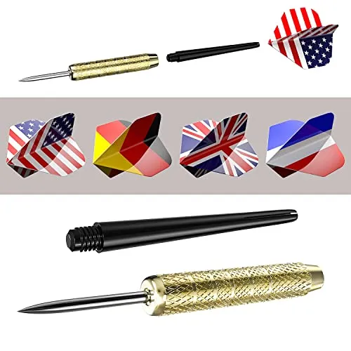 Ohuhu 4 Styles National Flag Flights Stainless Steel Needle Tip Dart with Extra PVC Dart Rods (Multicolour) - 12 Pack
