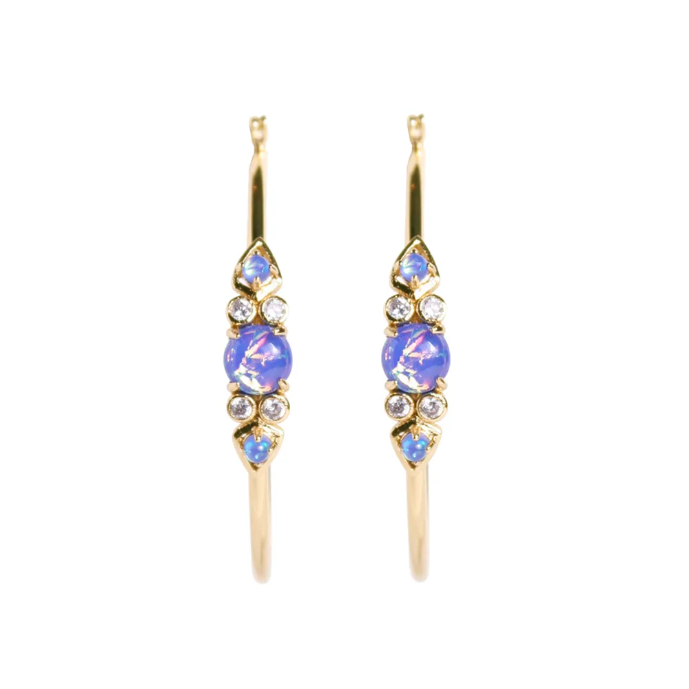 Ophelia Blue Opal & Gold Hoop Earrings