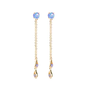 Ophelia Blue Opal Double Chain Drop Earrings