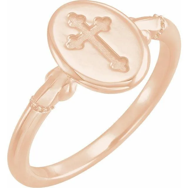 Oval Cross Signet Ring