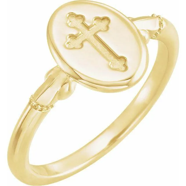 Oval Cross Signet Ring