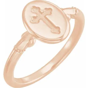 Oval Cross Signet Ring