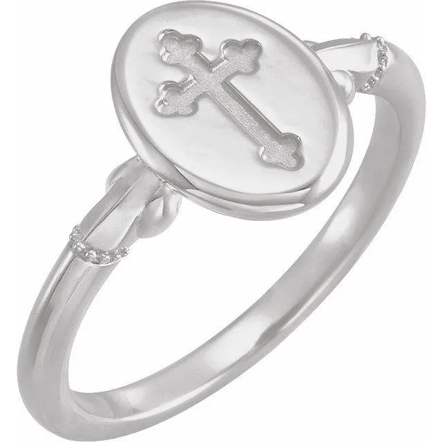 Oval Cross Signet Ring