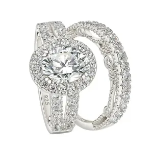 Oval Cut Diamond Vintage Halo Engagement Ring Set