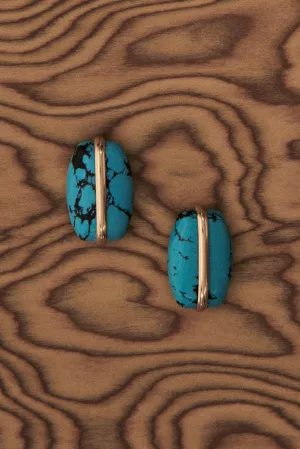Oval Turquoise Stone Earrings