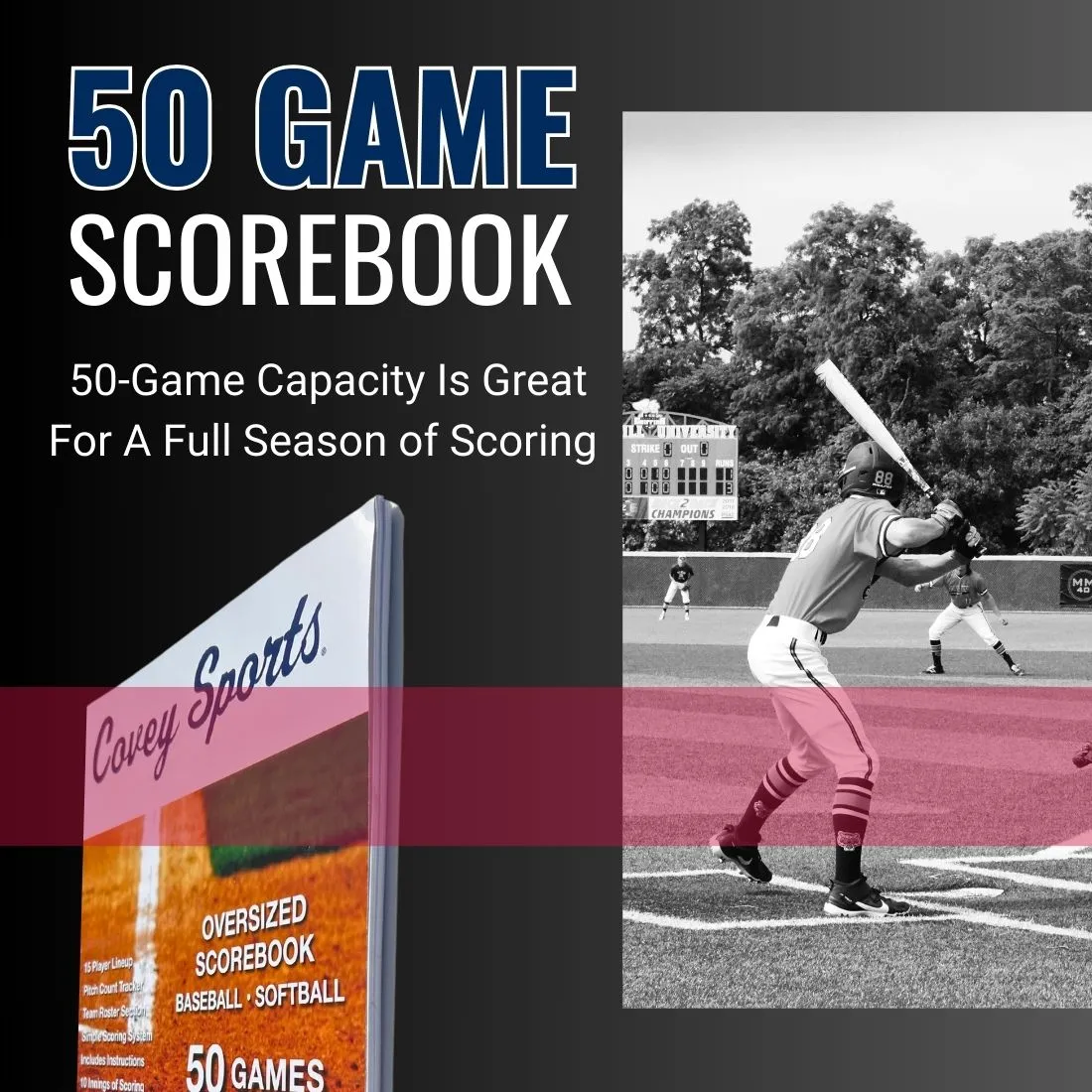 Oversized Baseball & Softball Scorebook (50 Games)