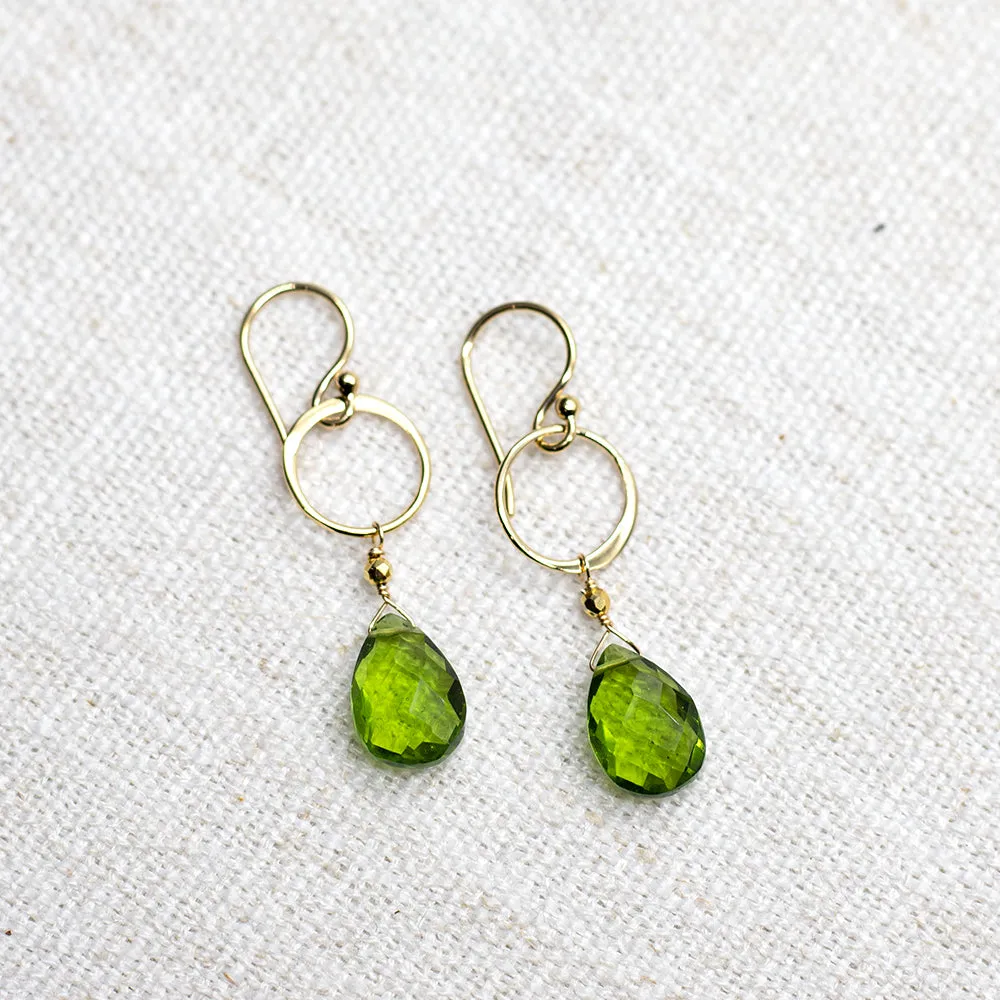 Peridot Ring Gold Earrings