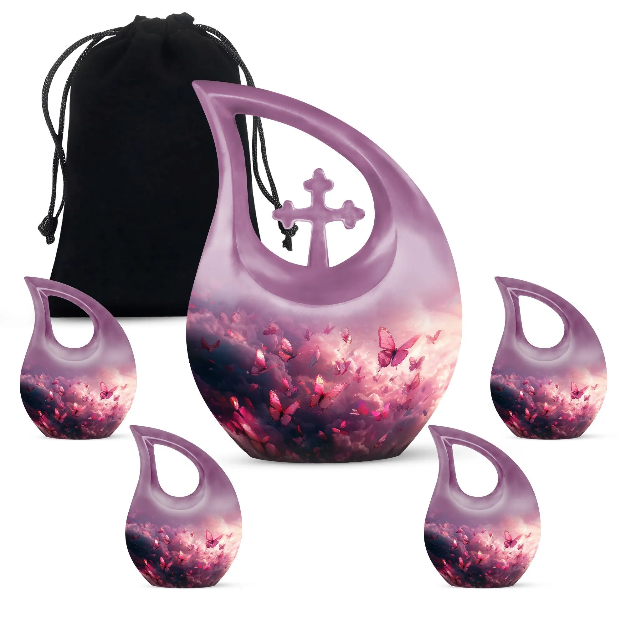 Pink Butterfly Memorial Urn Encompassing Subtle Grace
