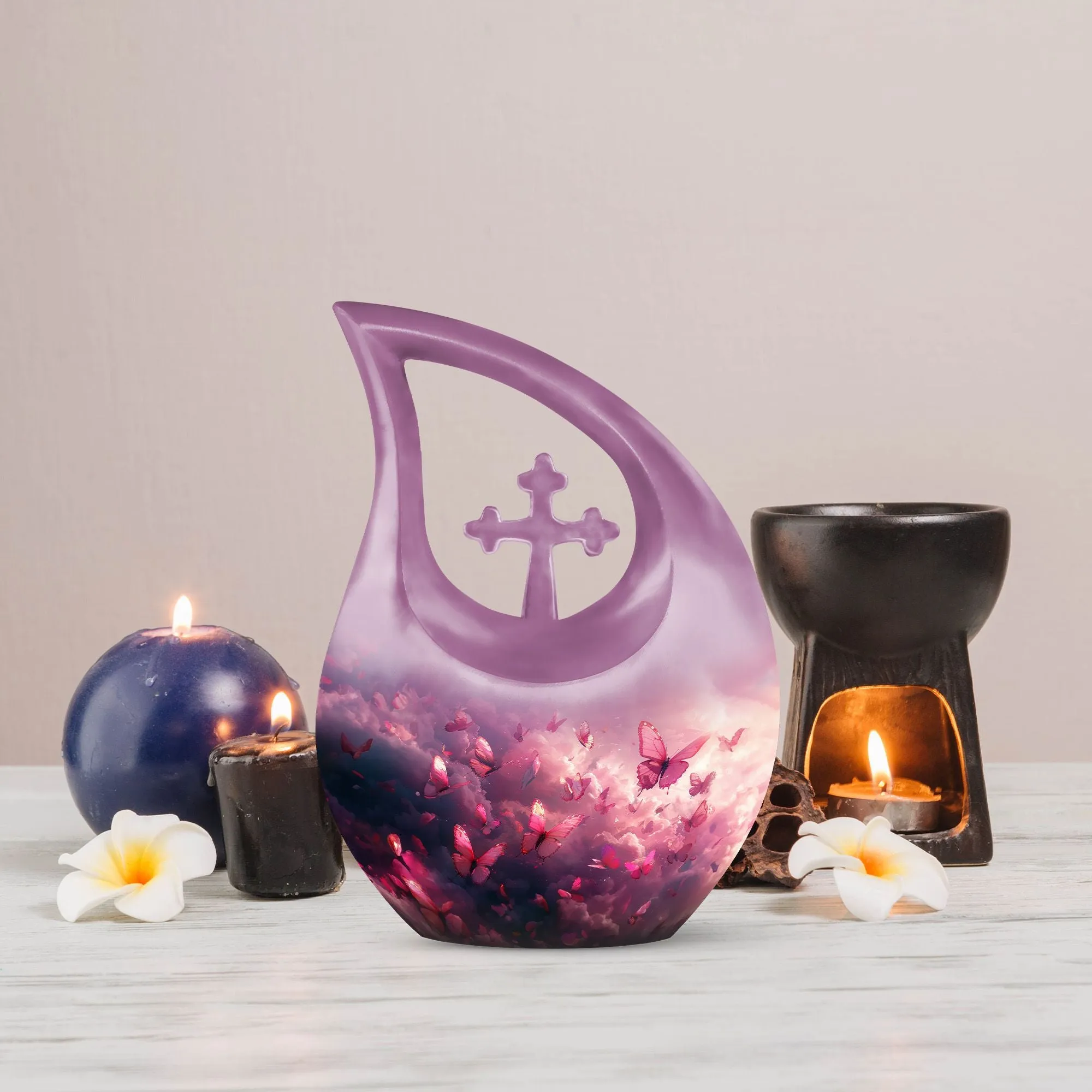 Pink Butterfly Memorial Urn Encompassing Subtle Grace