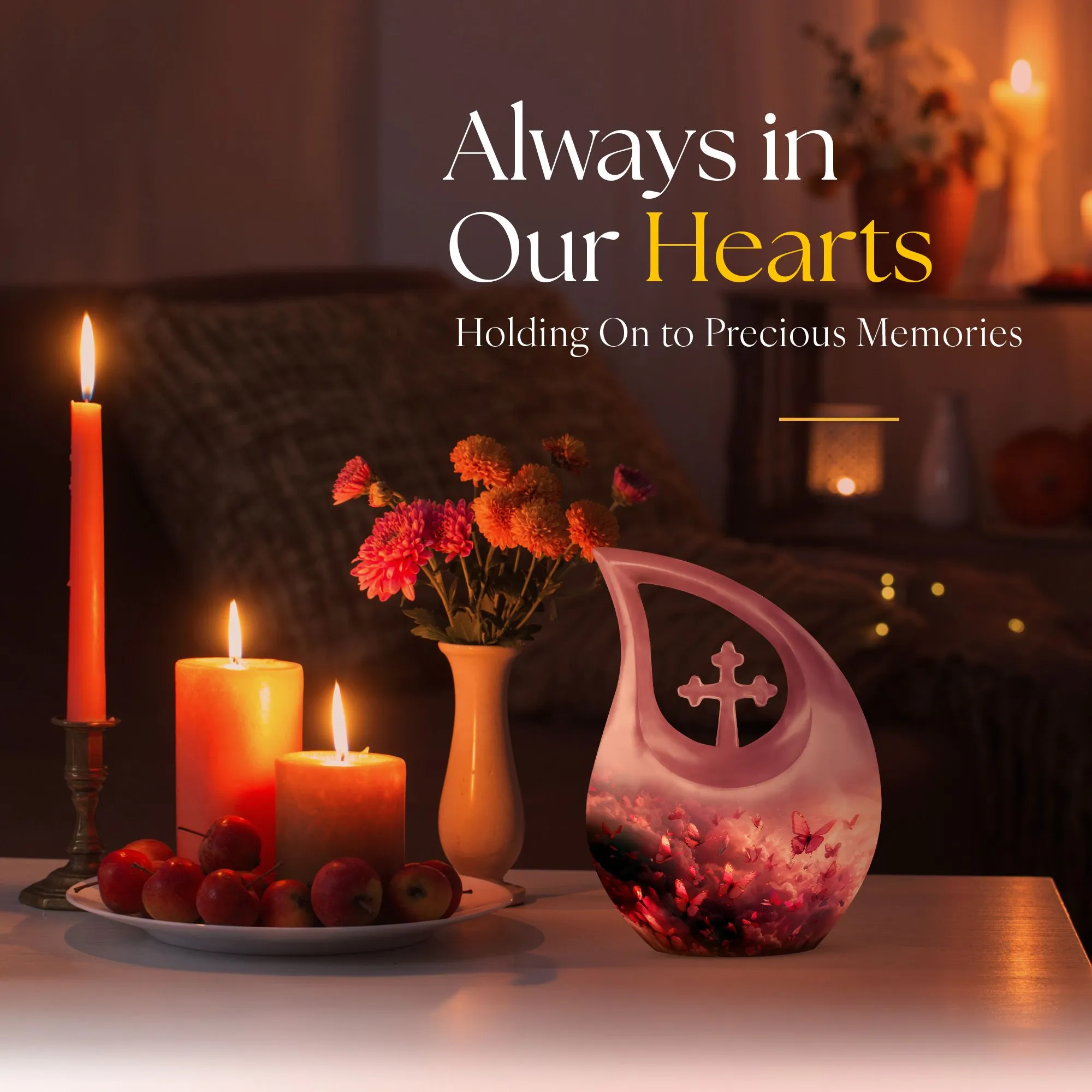 Pink Butterfly Memorial Urn Encompassing Subtle Grace