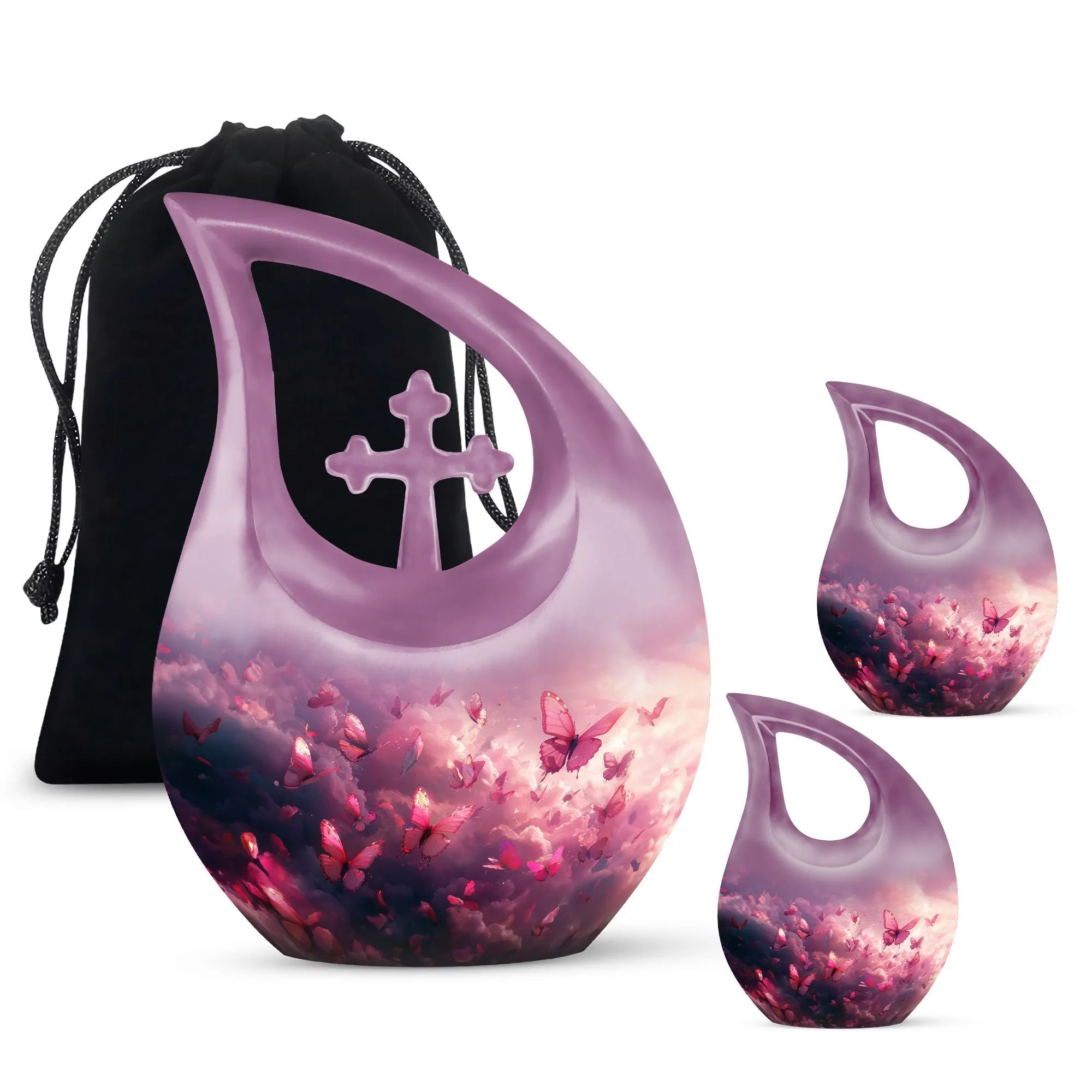 Pink Butterfly Memorial Urn Encompassing Subtle Grace