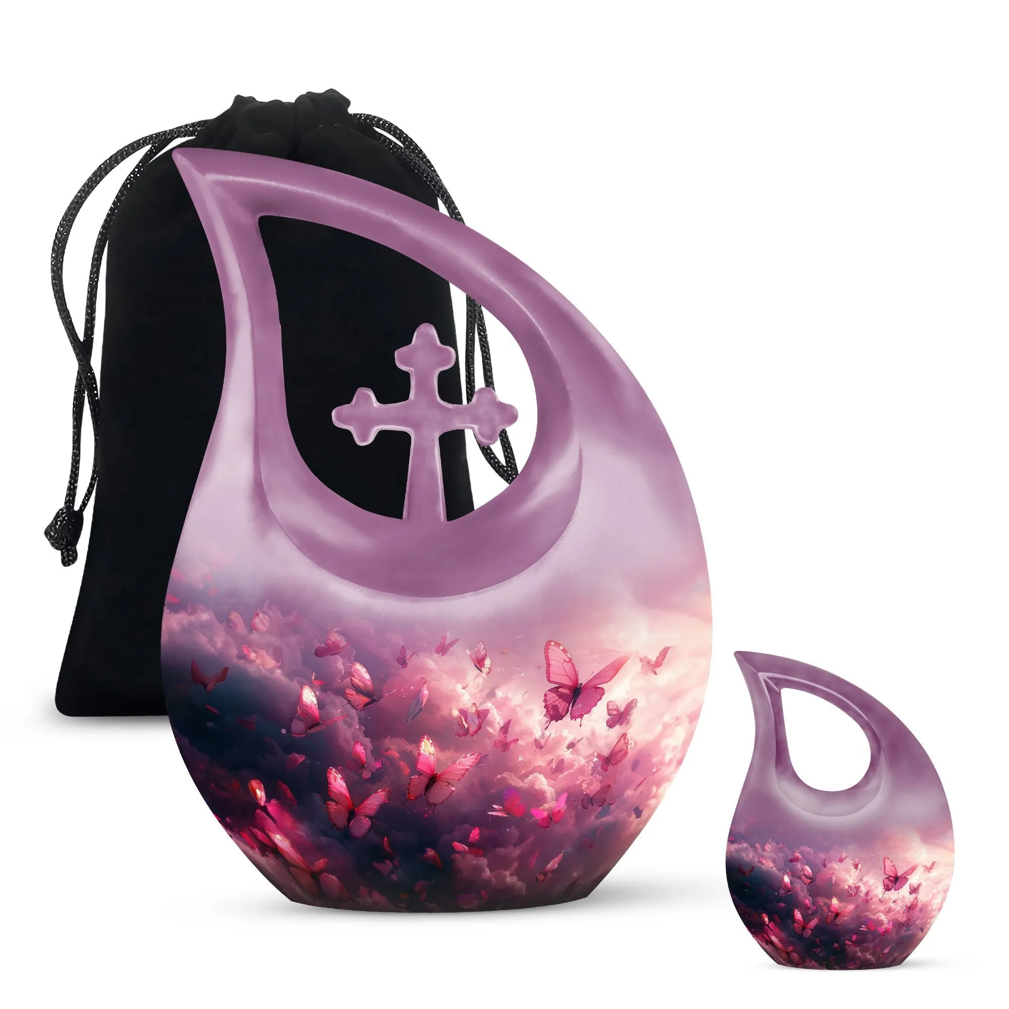 Pink Butterfly Memorial Urn Encompassing Subtle Grace