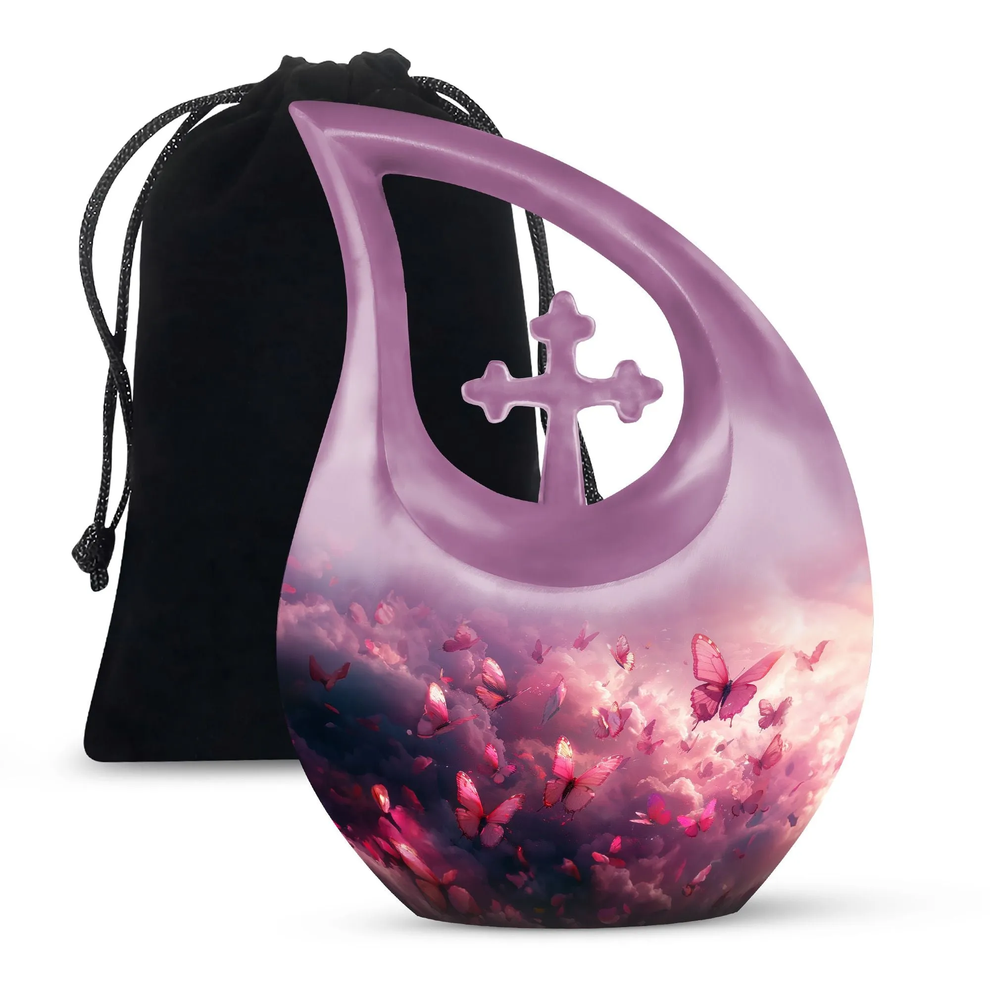 Pink Butterfly Memorial Urn Encompassing Subtle Grace