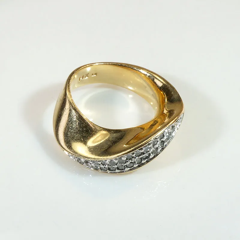 Playful Modernist Twist Band with Diamond Pavé