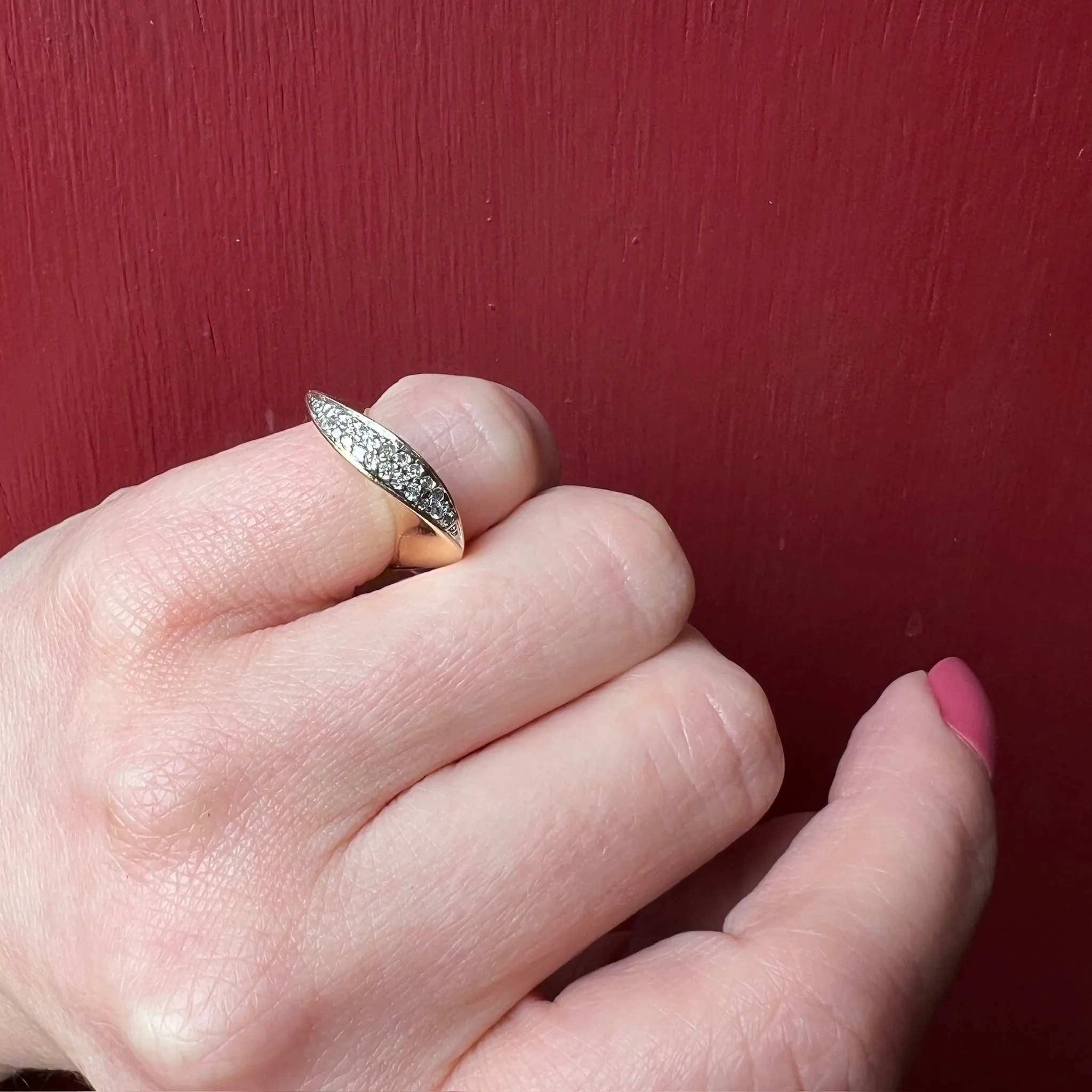 Playful Modernist Twist Band with Diamond Pavé