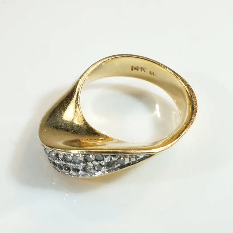 Playful Modernist Twist Band with Diamond Pavé