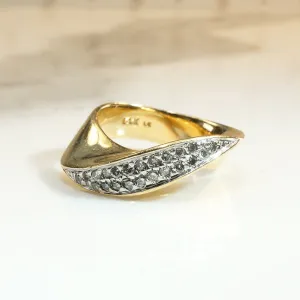 Playful Modernist Twist Band with Diamond Pavé