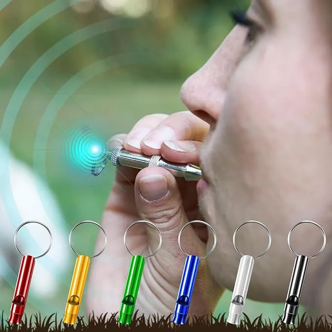 Poen 12 Pcs Bear Bell Set 6 Bear Bell with Magnetic Silencer 6 Loud Whistles for Dog Horse Survival Biking Camping Hiking Hunting Outdoors Sports