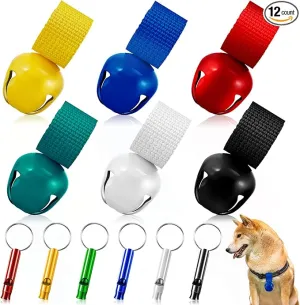 Poen 12 Pcs Bear Bell Set 6 Bear Bell with Magnetic Silencer 6 Loud Whistles for Dog Horse Survival Biking Camping Hiking Hunting Outdoors Sports