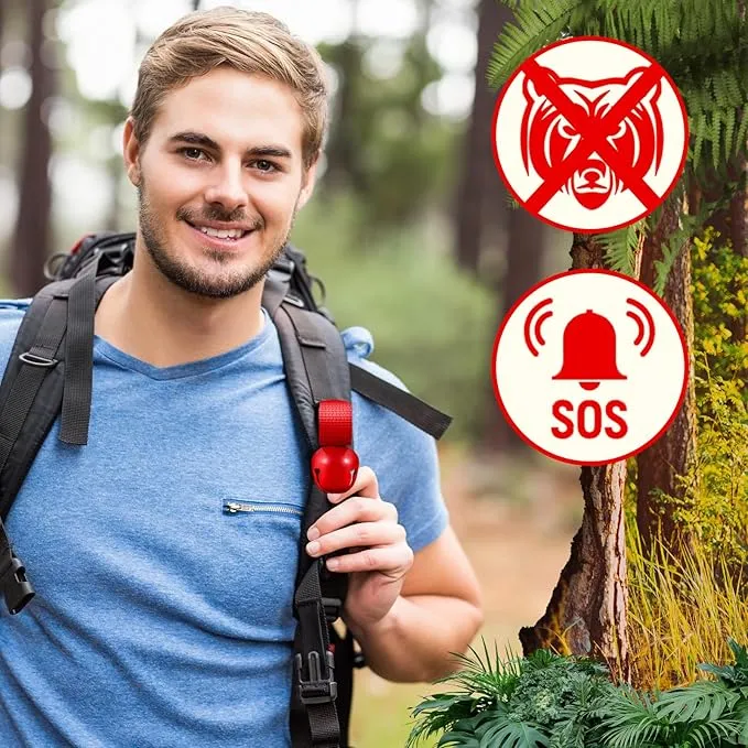 Poen 12 Pcs Bear Bell Set 6 Bear Bell with Magnetic Silencer 6 Loud Whistles for Dog Horse Survival Biking Camping Hiking Hunting Outdoors Sports