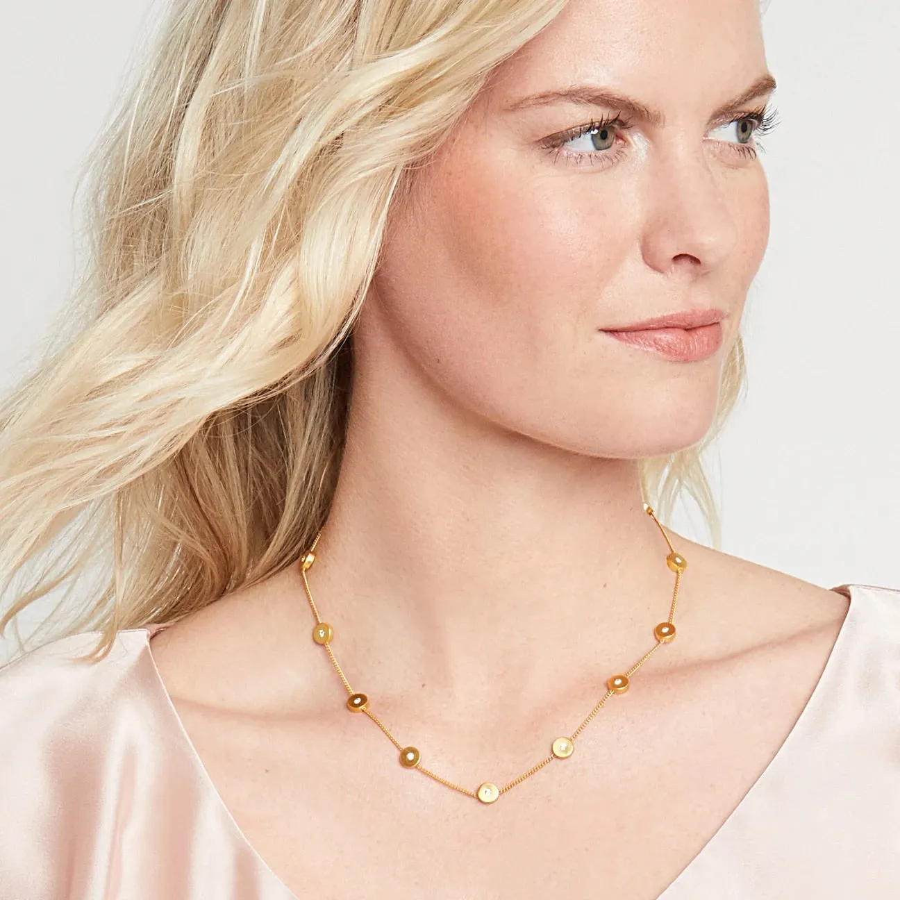 Poppy Delicate Station Necklace in CZ