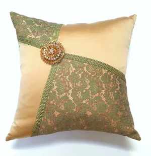 "The Eleanor" Textile Art Pillow with Vintage Brooch
