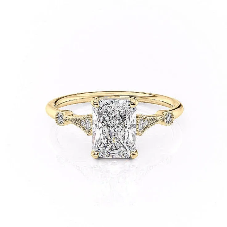 Radiant Cut Moissanite Vintage Design